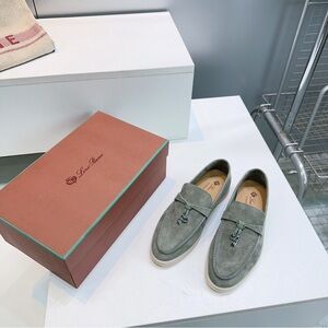 Loro Piana Men's Gray Suede Loafers